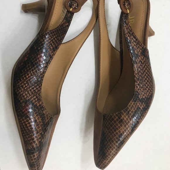 J.Renee’ Snake Print & Suede Fabric Low Heel Sling back - Picture 3 of 12